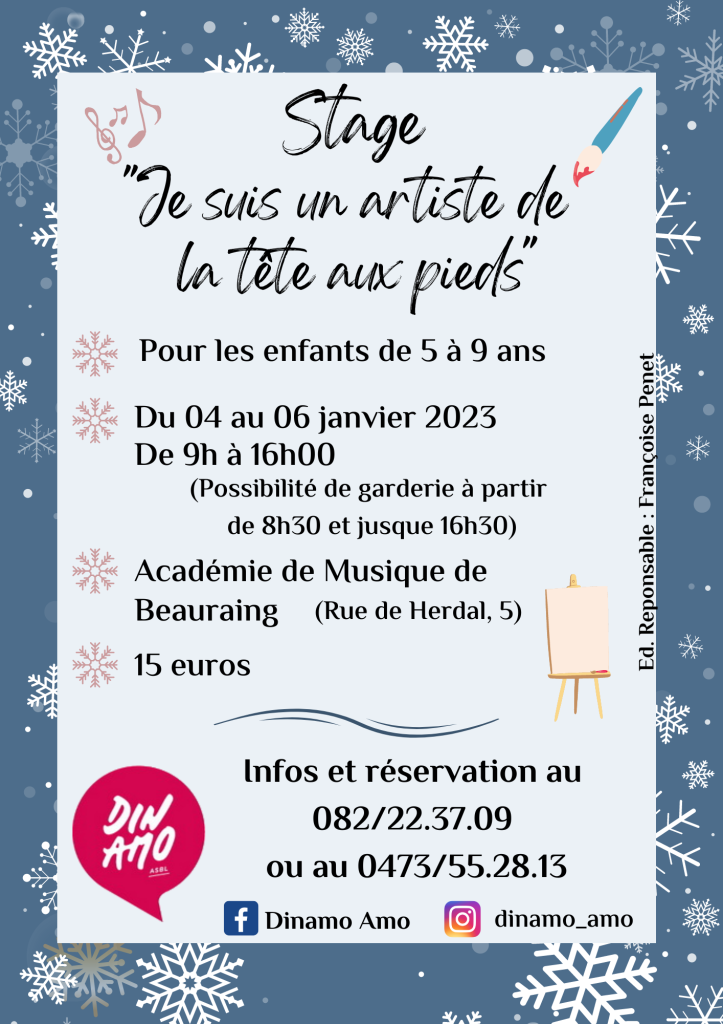 Affiche stage de Noël  à Beauraing