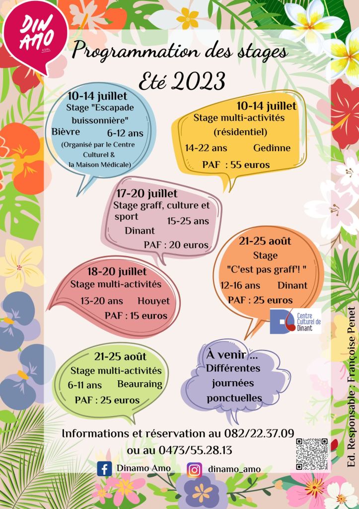 Programmation des stages - Eté 2023